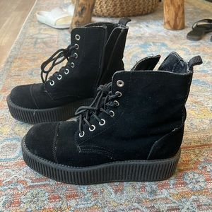 Tuk Black Platform Tie Up Boots
